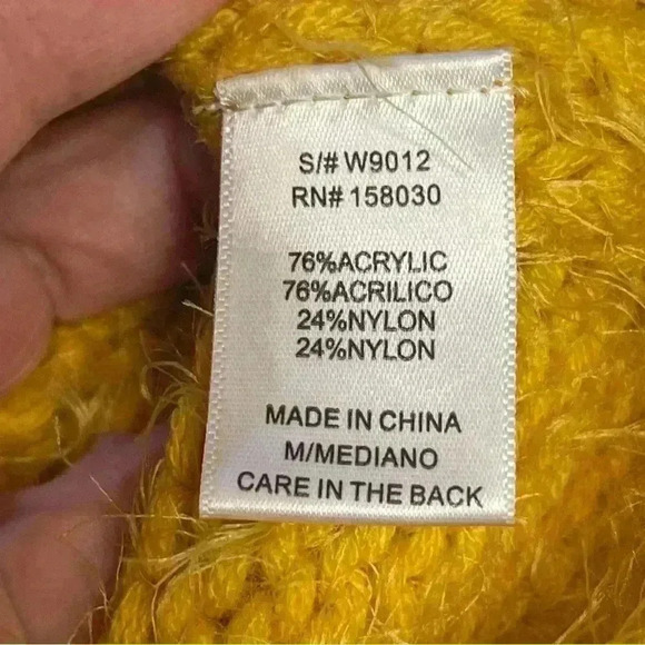 Love Tree Medium Chunky Knit Sweater Yellow Oversized Long Sleeve - Picture 6 of 7